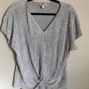 Dana Buchman Gray Pinstripe Blouse